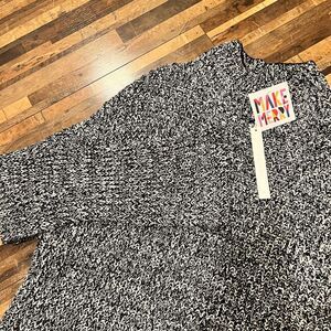 Caslon Womens‎ Sweater Large Black & White Marled Knit Mock Neck Cozy Pullover